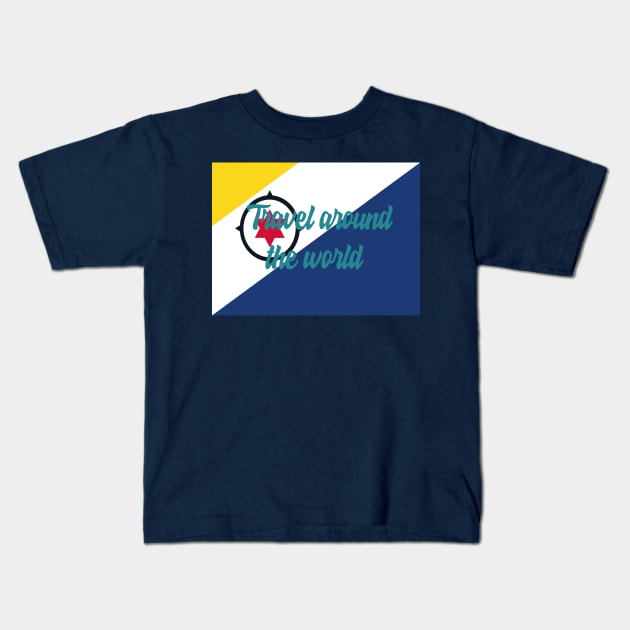 Travel Around the World - Bonaire Kids T-Shirt by Byntar